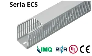 Elettrocanali ECS15080 Slotted Wiring Duct Self-Extinguishing Grey with Cover UV Resistant 150x80 mm 2m Length
