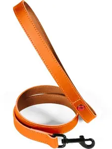 Pets Collection Classic Leather Dog Leash 1 m x 15 mm Orange