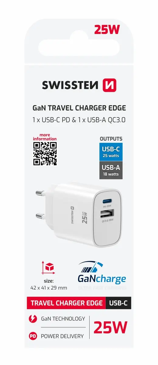 Зарядное устройство Swissten Edge GaN USB-A USB-C Photo 7