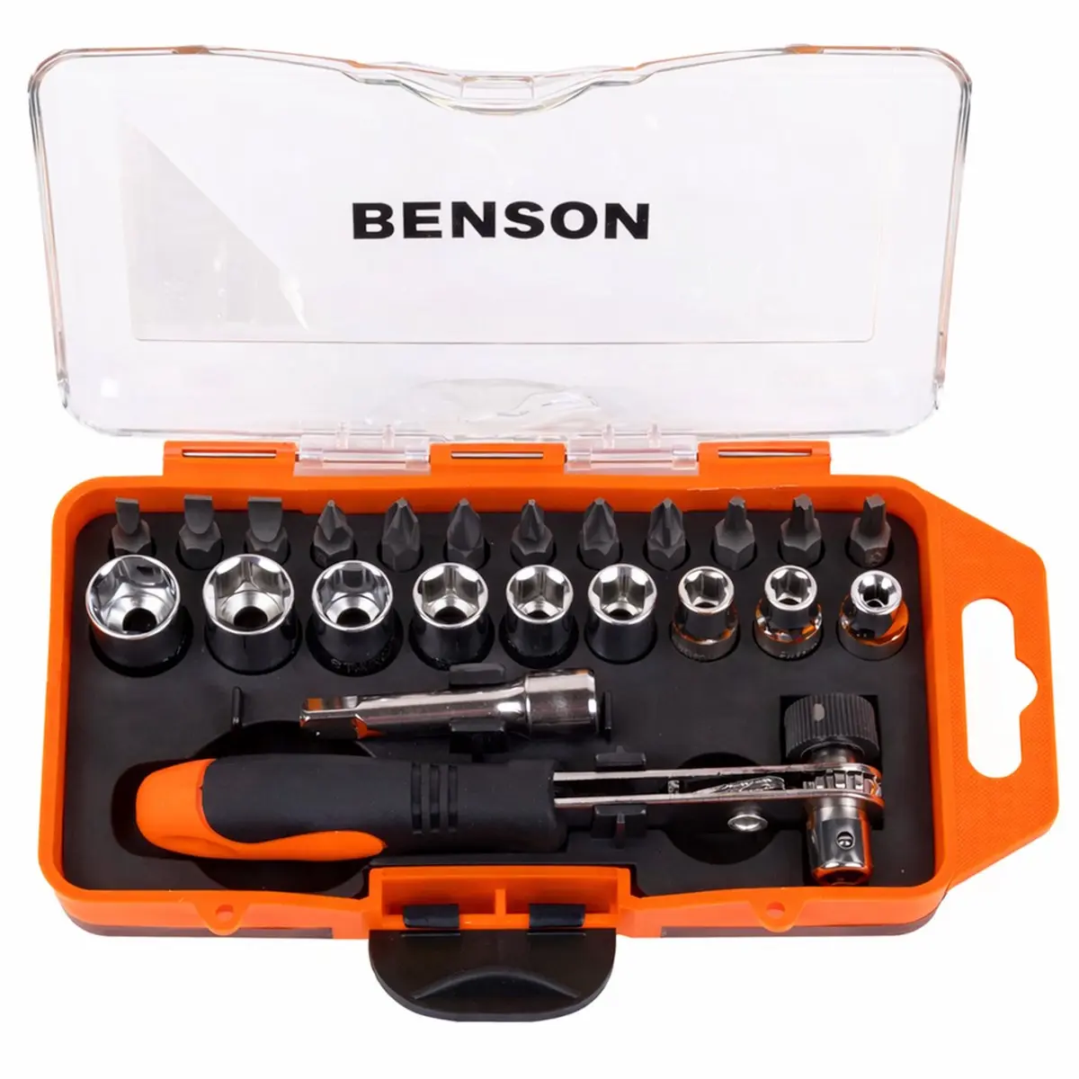 Benson Tools sprūdrata un uzgaļu komplekts 23 daļas 008603 Photo 3