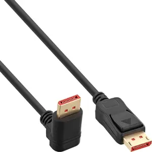 Techly DisplayPort 1.4 savienojuma kabelis vīrietis pret vīrieti 4K pie 120Hz 1 metrs melns vienā pusē leņķisks