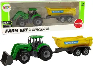 LEANToys Agricultural Tractor Toy with Trailer Green