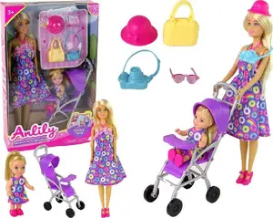 LEANToys Lelle ar mazuli pastaigu ratiņos un aksesuāri 13388