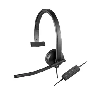 Logitech H570e Mono USB austiņas ar vadu savienojumu balsta mikrofonu un uzliekamu dizainu melnā krāsā birojiem un zvanu centriem