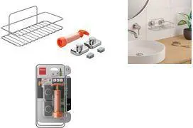 METALTEX Reflex LUXY & VacuumFix 1-Tier Wall Shelf Made of Silver Metal with Easy Installation