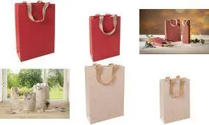 sigel Natural Red Coco Gift Bag ET014 Small Jute Fiber Paper 250 g/sqm Beige and Red