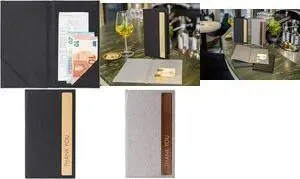 sigel RM220 Bill Folder with Screen Print, Dark Grey and Beige, Made of Recycled Polypropylene RPET, Featuring 2 Slip Pockets