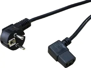 Secomp S2307 Standard Power Cable with Angled IEC Female Connector, Black, 1.8 m