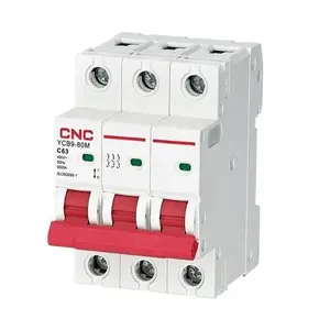 CNC NV821587 Miniature Circuit Breaker, 3-Pole, 63 Ampere, Curve C, 6kA Breaking Capacity