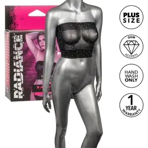 CalExotics Radiance Bandeau Top Rhine Plus Size Black Mesh Rhinestone Details Up To Size 3X