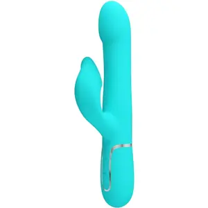 Hightech truša vibrators Pearls Aqua Green ar diviem motoriem, 7 vibrācijas funkcijām, 4 šūpošanās funkcijām, magnētisko USB uzlādi un ūdensizturīgu ABS silikona dizainu