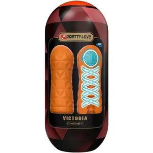 PRETTY LOVE Victoria Cheney Ручной мастурбатор оранжевый со спиральной текстурой и шариком для стимуляции водонепроницаемый TPR