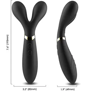 ARMONY Y-Wand Massager & Vibrator Double Head Black, medical silicone and ABS, 18 vibration modes, USB rechargeable, waterproof