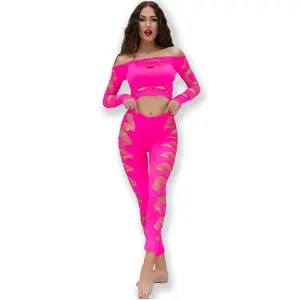 CHILIROSE CR 4632 Фуксия Бесшовный Комплект Топ и Леггинсы Размер S/L из 85% Нейлона и 15% Эластана
