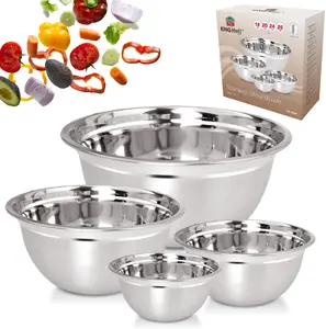 KingHoff KH-2059 Stainless Steel Kitchen Mixing Bowl Set 18, 20, 24, and 26 cm