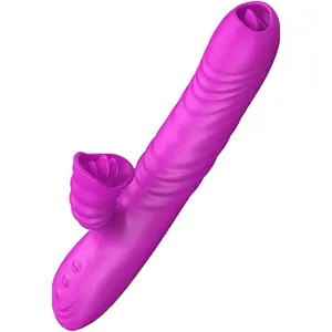 ARMONY ANGELIA Daudzfunkcionāls vibrators ar dubulto mēlīti, sildīšanas funkciju, 20 vibrācijas režīmiem, 3 rotācijas režīmiem, violets
