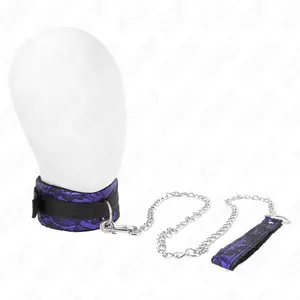 KINK COLLAR & GAG Îsā samta mežģīņu kaklarota ar siksnu 105 cm un neilona apdari 44 x 5.5 cm