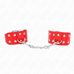 KINK WRIST RESTRAINT Наручники с двойным рядом регулируемых шипов красные