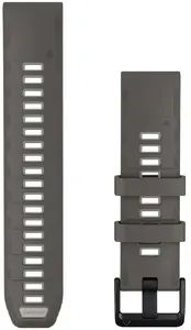 Ремешок для часов Garmin QuickFit 22mm, серо-галечный силикон с серебряной пряжкой