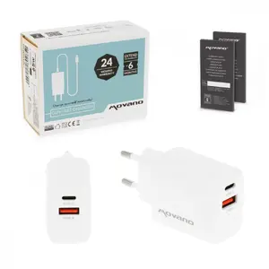 Movano GaN 30W USB-C PD USB-A Wall Charger White Power Adapter