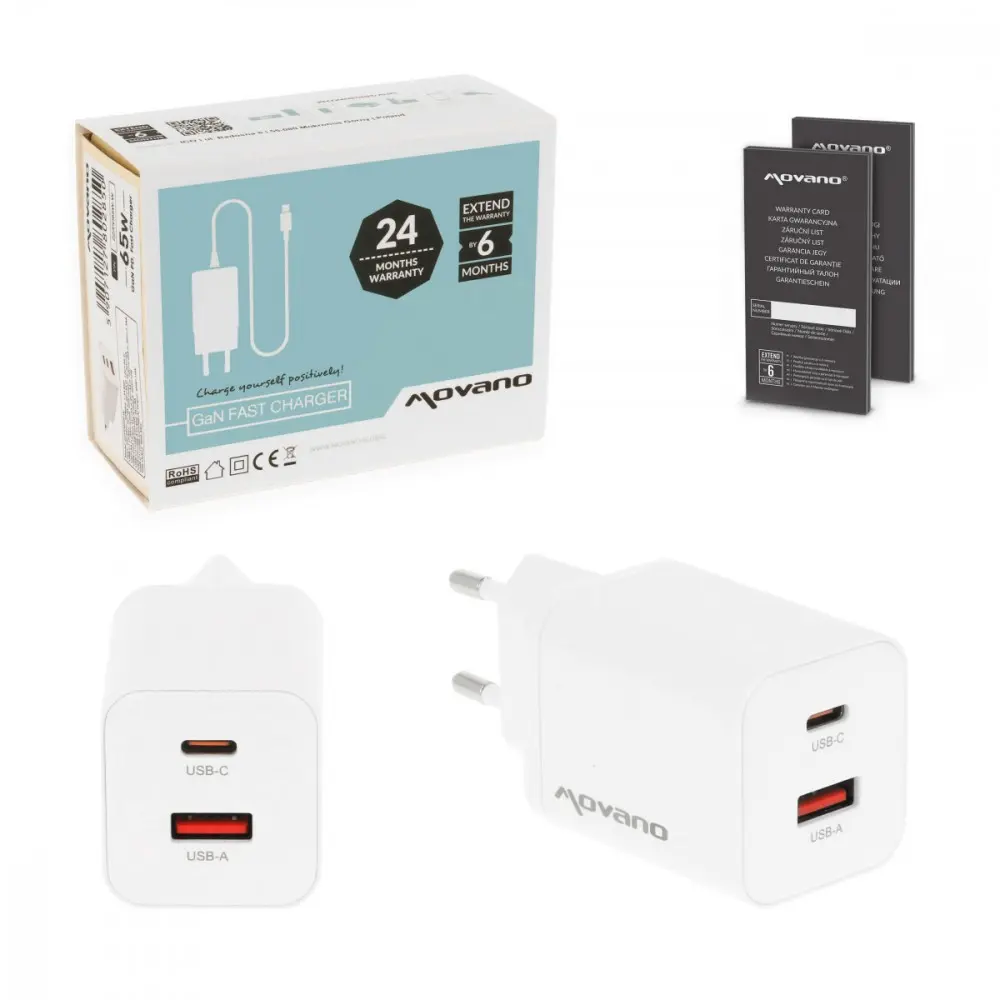 Movano GaN USB-C PD un USB-A
