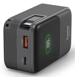 Hama Roll Up 10 Ārējais akumulators Litija polimēra 10000 mAh Antracīta Quick Charge 3.0 Power Delivery 3.0 USB Type-A USB Type-C 22 W