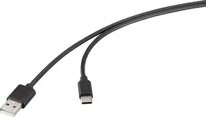 Renkforce RF-6830420 USB 2.0 Cable USB-A Male to USB-C Male 1 m Black