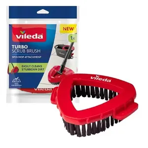 VILEDA Turbo Cleaning Brush Red Technopolymer Hard Bristle Indoor and Outdoor
