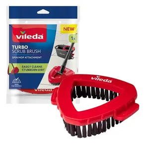 VILEDA Turbo Cleaning Brush Red Technopolymer Hard Bristle Indoor and Outdoor