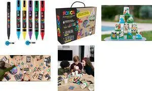 POSCA Pigment Marker Set My First Case 6 Assorted Colors Water-Resistant Odorless Lightfast UV-Resistant