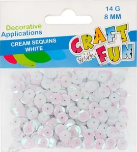 Craft with Fun CF CEKINY KREM GUZIK 8MM BIALE PBH 40/400 decorative sequins white 8 mm