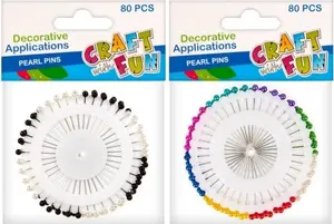 Craft with Fun PN022/023 Decorative Pearl Pins Pack of 80