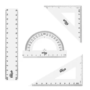 Easy 4-piece ruler set containing geometric drawing tools for school and office tasks