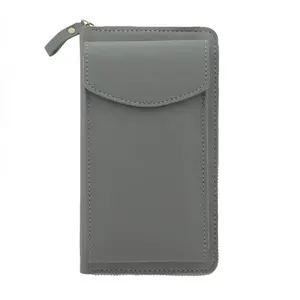 TFO GSM172608 Phone bag grey leather wallet clutch with adjustable strap