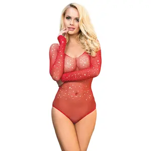 SUBBLIME BODIES D-241379 Shiny Grill Body Long Sleeve Off The Shoulder Red One Size