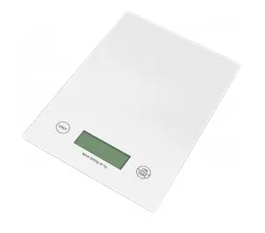 Kitchen scale Rosberg 5RP51651KW with 5 kg capacity, LCD screen, tempered glass platform, and auto-tare function