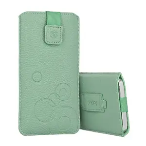 Wonder Deko Pouch Case Size S Green for Nokia 105 2019, 150, and 216 with Velcro Fastening, Pull-Up Strap, and Belt Loop