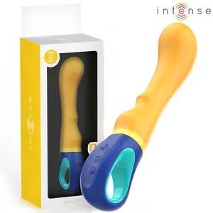 G punkta vibrators INTENSE Shaggy Dzeltens ar liektu dizainu ķermenim drošu silikonu regulējamu vibrāciju un ūdensnecaurlaidību IPX7