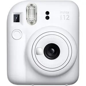 Fujifilm Instax Mini 12 Instant Film Camera Clay White with Automatic Exposure Control Macro Mode and Built-in Flash