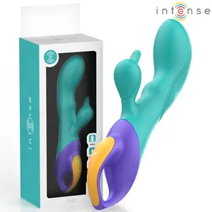 INTENSE FRED Rabbit Vibrator Blue Dual Stimulation USB Rechargeable Waterproof IPX7 Silicone
