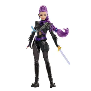 Mattel KPop Demon Hunters HUNTR/X Rumi Deluxe Fashion Doll lelle ar noņemamu kaujas tērpu un zobena aksesuāru meitenēm no 6 gadu vecuma
