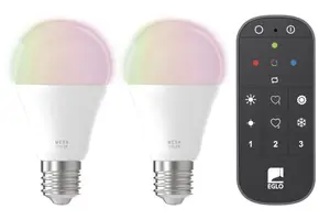 EGLO 110399 Smart LED Bulb E27 A60 RGB+CCT 11 W 1300 lm White Plastic 2-Pack