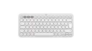 Logitech Pebble Keys 2 K380s Wireless Bluetooth Mini Keyboard with Scissor Keys and QWERTY Layout White