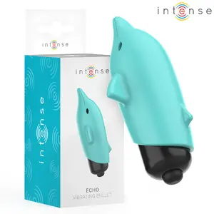 INTENSE ECHO Vibrating Bullet Dolphin Blue - Waterproof Silicone Pleasure Toy with Powerful Speed and LR44 Batteries