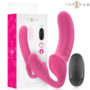 INTENSE AMY Двойной Вибратор с Пультом ДУ, Розовый, Медицинский Силикон, 10 Режимов Вибрации, Водонепроницаемый и с Зарядкой USB