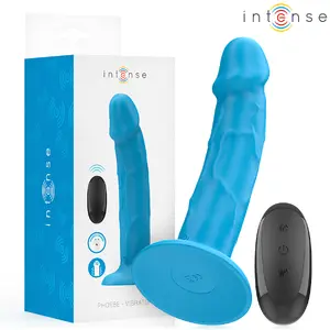 INTENSE Phoebe Reālistisks vibrators ar 10 vibrācijas režīmiem, zils, ar tālvadības pulti un magnētisko lādētāju