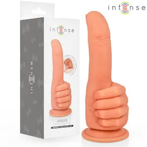 INTENSE BENDER G-Spot Stimulator with 11.3 cm insertable length, flexible medical silicone body, realistic hand shape, and suction cup base