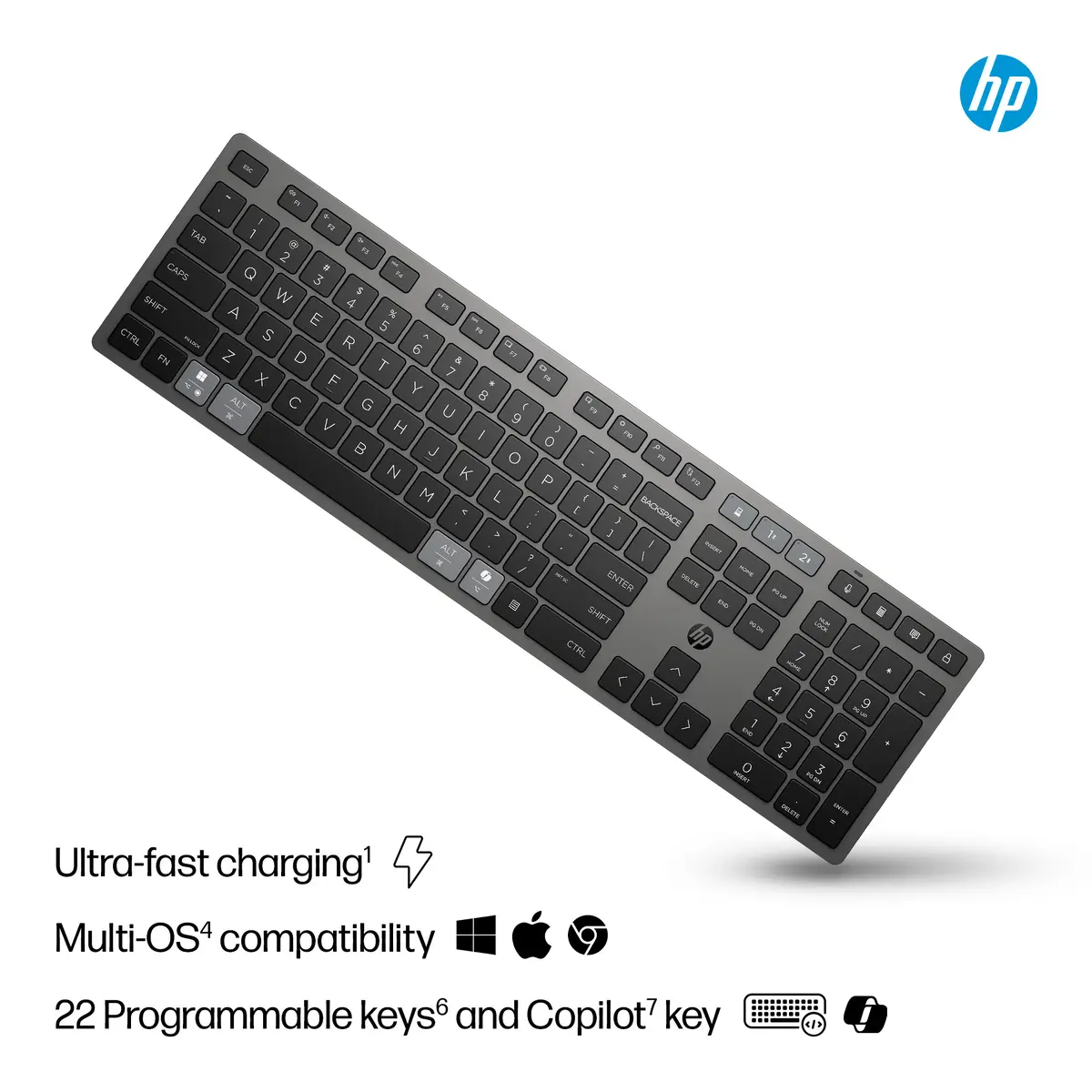 HP 725 Multi-Device Rechargeable Wireless keyboard 9T5B2AA#ABF Photo 2