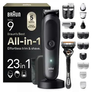 Braun AIO9520 All-In-One Trimmer Set 23-in-1 with multiple attachments for face, hair, and body grooming