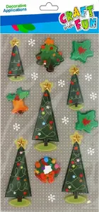 Craft with Fun CFBN408 Christmas tree 3D stickers 10 pieces